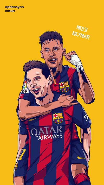 Throwback 2015 Messi & Neymar Vector Illustration barcelona design graphic design illustration messi neymar vector