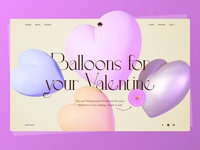 Balloons Shop Website Concept 3d balloon blender concept design typography ui ux valentines web website