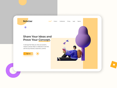 Landing Page - Web Design 3d app application colour design education website flatdesign illustration landing page landing page design landingpage minimal orange ui ux website