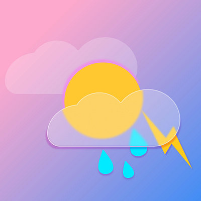 Сlouds with rain and un icon iolated on pink background. Rain cl animation art design graphic design icon illustration illustrator logo typography vector