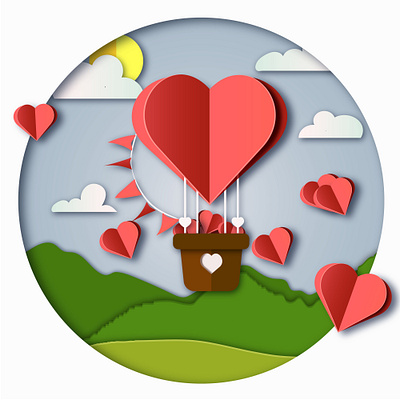 Valentines day , illustration of love , heart balloons flying gr art design graphic design icon illustration logo vector