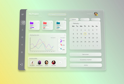 Dashboard_For_Artistic_Projects_2 dashboad dashboard design dashboard ui design glass glassmorphism minimal morphism ui ui design