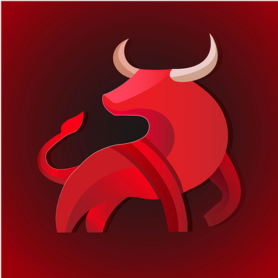 Red bull with horns silhouette, farm icon. animation art design graphic design icon illustration logo vector