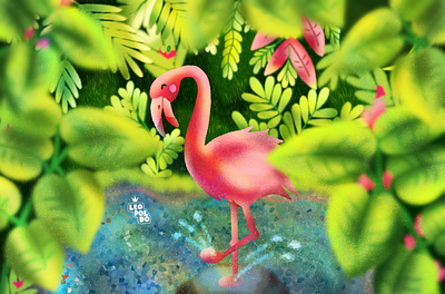 Dancing Flamingo / Leopoldo adobe art brazil cartoon character design dribbble illustration new vector