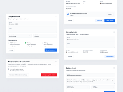 Eximee — Pop-ups bank complex confirm delete design system edit fintech list pattern pop up product ui ux versioning visual web