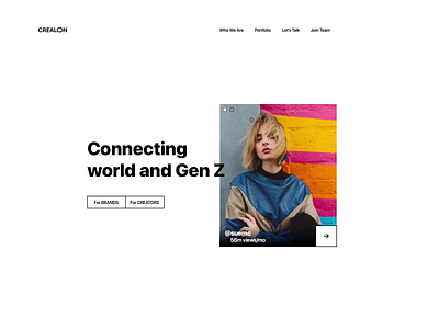 Crealon Website Animation animated gif animation branding influencer logo minimal minimalism minimalist minimalistic models photo site design ui web web design webdesign website website design white