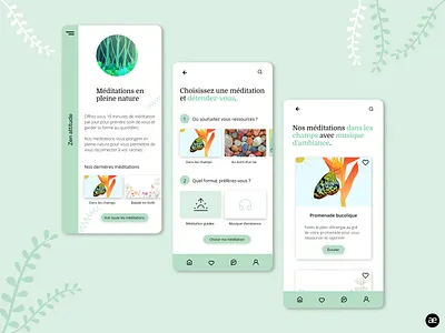 Meditation app layouts app app design application dailyui design digital art digital illustration figma graphic design interface layout meditation minimal mobile app mobile ui mockup nature ui ux web