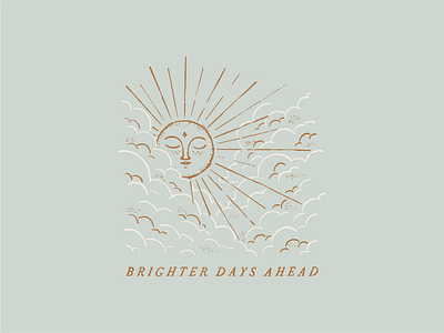 Brighter days ahead clouds illustration line lineart linework monochrome mystical sky sun sunrise t shirt