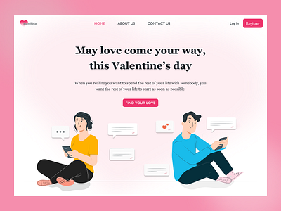 Dating App - Valentines Concept 2021 beginner date night dating dating website datingapp datingsite design dribbble dribbble best shot dribbbleweeklywarmup juniordesigner pinkdesign ui uiux ux uxdesign uxdesigns uxui valentines valentinesday