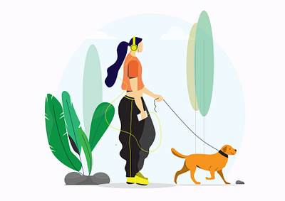 morning walk concept concept art drawing flat illustration flat vector illustration morning morning routine uiux vector vector illustration walking