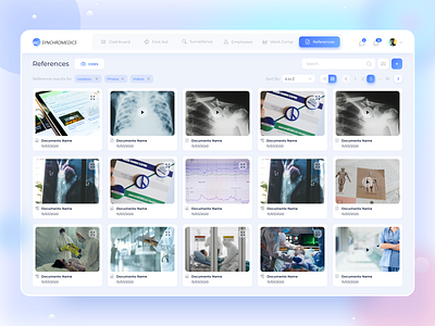 Syncrhomedics Reference Page app clean design clinic portal dashbnoard filter first aid lab report list view medical app pagination saas saas app ui ux