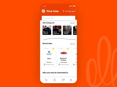 Sabbar mobile app designs home page illustraion job mobile on boarding pull to refresh ui ux