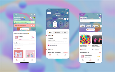 Online Course App 3d clean ui colors courses dribbble 2021 dribbble best shot education app homepage ui inspiration mobile app mobile ui schedule school students study trend ui ux