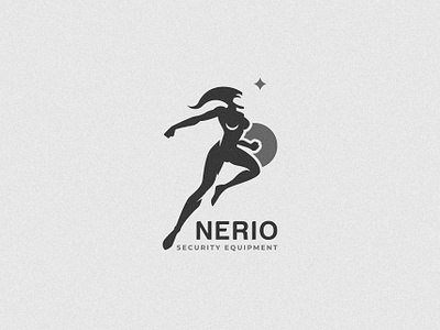 Nerio branding girl inspiration logo minimalism protection security shield silhouette vector warrior woman