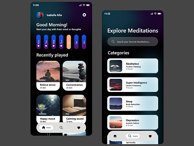 UI/UX Design / Product Design / Visual Design app app design illustration meditation ui ui ux uidesign ux design uxdesign visual design