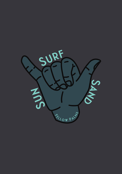Sun Surf Sand art beach design logo ocean
