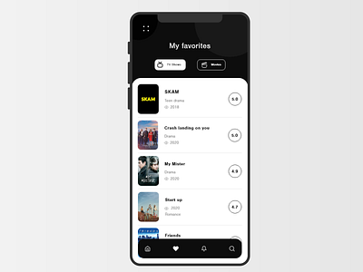 #DailyUI #044 - Favorites 044 adobe xd app daily ui dailyui dailyuichallenge design favorites mobile mobile ui movies movies app tv show tv show tracker tv shows ui ux