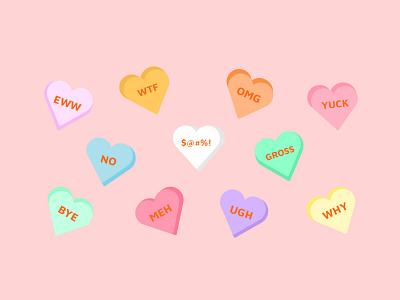 Not-so-sweet hearts candy cute design funny graphic design hearts illustration lol sweethearts sweets valentine valentinesday vector visual design