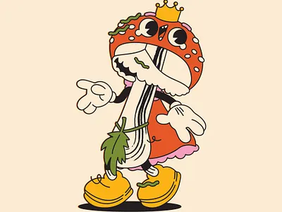 mushroom prince character character design characters design flat illustraion mushroom stilllife