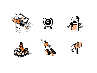 In case you get hit by a bus spot illustrations books bullseye cartoon character clock computer contemporary emails flat freelance illustrator illustration line mailbox mattress money monoline procreate simple superhero workspace