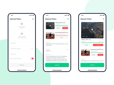 Mobile Video Upload adobexd app design cards content creative design form form design form ui ui upload video