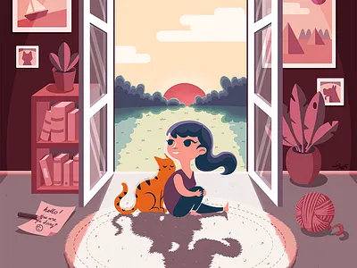 Evening art cat design digital art digitalart geometric illustration