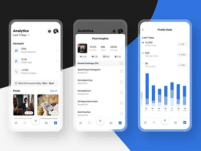 Instagram Account & Hashtag Analytics (Mobile) analytics flick instagram ad instagram analytics instagram hashtags mobile analytics uidesign uxui