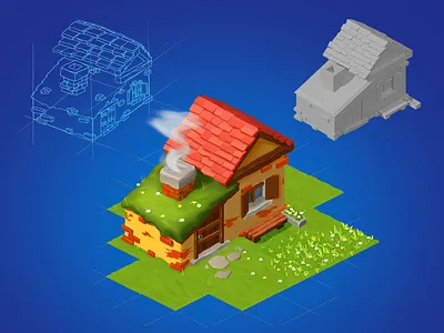 Concept grandma's home 3d art art casual game cg colorful art concept concept art illustration isometric art props sketch