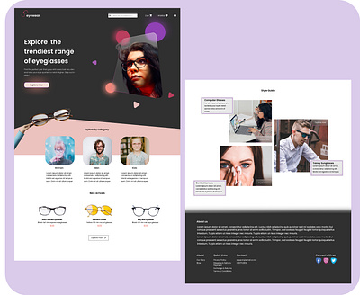 Eyewear online shopping landing page 3d branding design ecommerce ecommerce design eyeglass eyeglasses eyewear eyewear shopping figma glassmorphism lenses lenskart minimal shopping spectacles ui web design