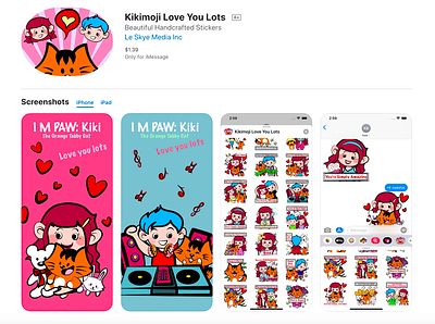 Kikimoji Love You Lots iOS sticker pack app animated gif animation 2d app app design cartoon character cats hand drawn imessage imessage stickers ios ios app mobile app mobile design phone app rabbit sticker design sticker pack teddy bear valentine valentine day