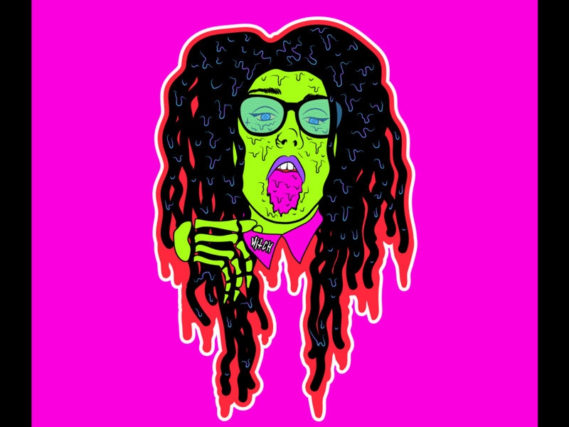 Techno Witch acid acid graphics animated animated gif animation comics flat flatdesign gif illustration molly portrait zombie