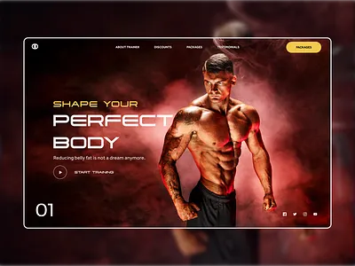 Fitness Trainer Website Design body building concept fitness fitness website gym header landing page landingpage muscles personal website trainer trainer website website