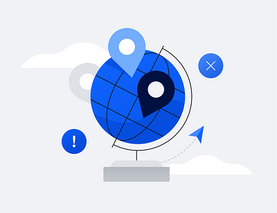 location error 404 art clouds concept design empty state error error 404 globe icon illustration location location pin paper plane ui vector