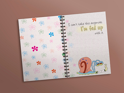 Notebook_Gary cigarette colors cover design design flowers font gary illustration illustration design notebook cover notebook lovers smoke snail spongebob text tired