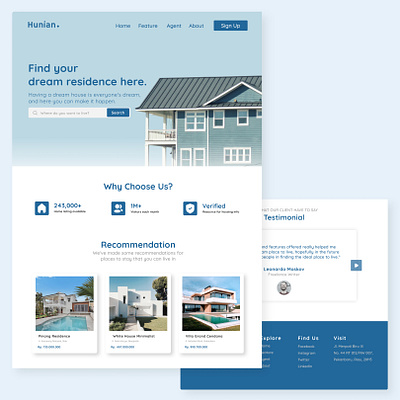 Hunian - Landing Page Design branding uiux website