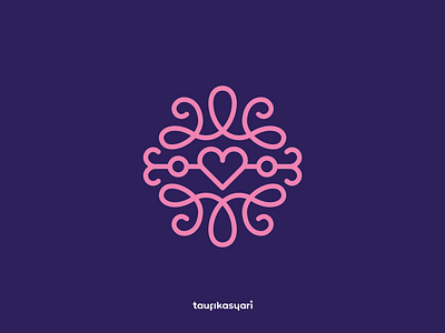 Pink Love Ornament Logo affection branding couple decorative graphic design icon logo love lovely monoline ornament pink romantic valentine vector