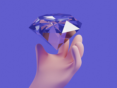 Diamond Hands 3d art asset blender color crypto diamond glass gme hand hands illustration meme model reddit refraction render wallstreetbets