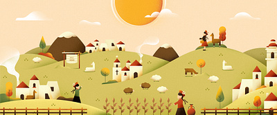 Andean Valley adobe illustrator andean culture digital art flat granulated illustration landscape nature people peru valley