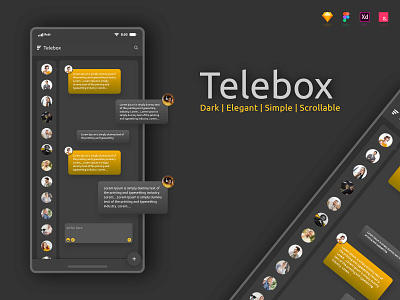 Telebox | Messaging App UI app chatbox dark mode figma inbox messaging app mobile app sketch telegram trend 2021 ui ui design ux xd