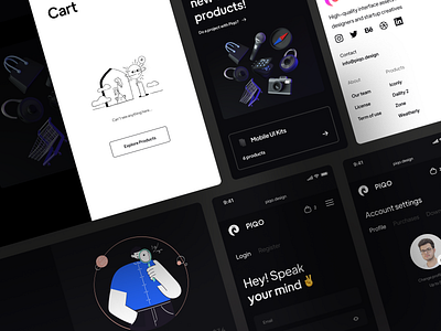 Piqo design Website app dark gradient home ios iphonex landing page landing page design light minimal mobile responsive ui webiste