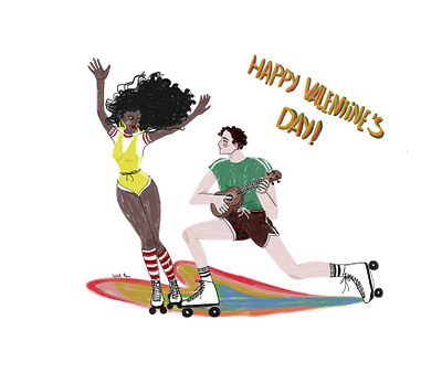 Valentines day art digital drawing happy illustration love man roller smile valentinesday woman