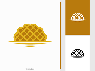 Waffle Sun Logo bakery beach brand design brand designer bread food illustration logo design logo designer logo for sale logo idea logo inspiration logomark logotype ocean sea sun sunrise sunset waffle