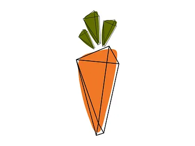 Carrot. Flat vector illustration. abstract carrot concept design food geometric graphic green illustration isolated line modern nutrition object orange organic polygonal sign stylization stylized