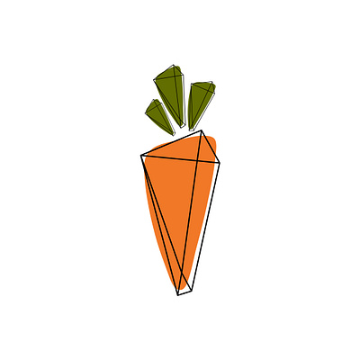 Carrot. Flat vector illustration. abstract carrot concept design food geometric graphic green illustration isolated line modern nutrition object orange organic polygonal sign stylization stylized