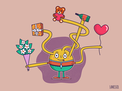 Valentine's Day Gifts balloon bottle bouquet champagne cute flowers gift gifts happy illustration present teddy bear tie valentine valentines day vector