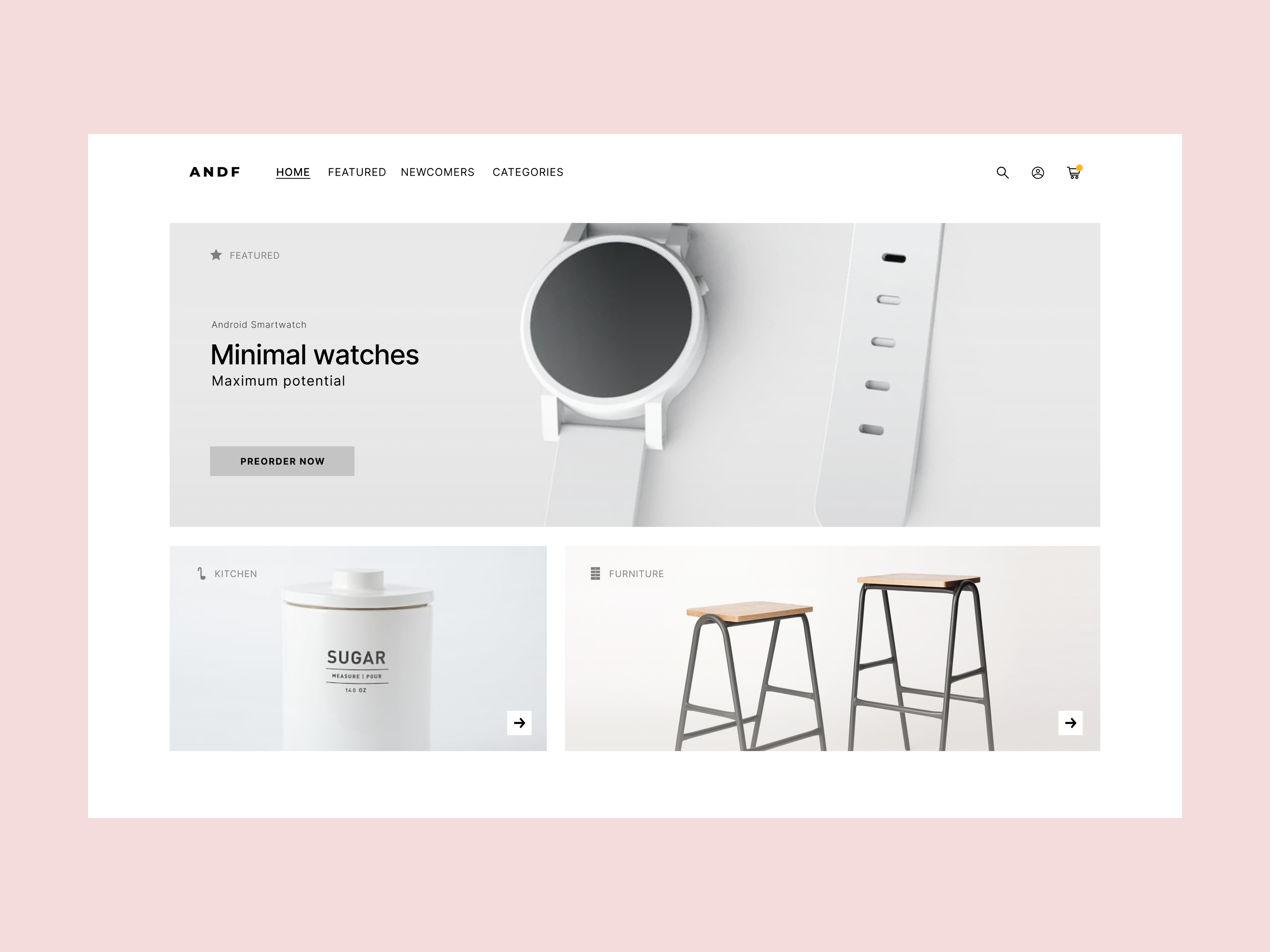 Example of Minimal E-commerce Web Design
