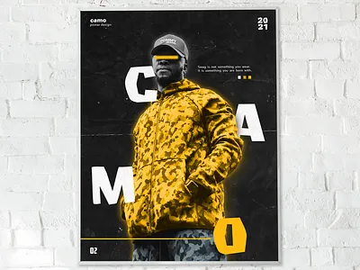 Camo - Poster Design black gradient graphic graphic design graphicdesign grunge grunge font grunge texture grunge textures grungy monochromatic poster poster art poster design scattered type type typography yellow