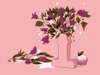 𝘚𝘩𝘪𝘷𝘢 𝘷𝘢𝘴𝘦 - 𝘌𝘵𝘵𝘰𝘳𝘦 𝘚𝘰𝘵𝘵𝘴𝘢𝘴𝘴 1973 art design flowers graphic graphicdesign illustration italiandesign love peach still life vase