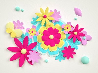 Flowers 3d cinema4d colors concept design flowers illustration inspiration minimal octane render