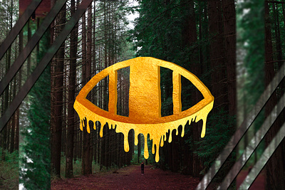 Eye blur eye eyes forest glassmorphism gold poster